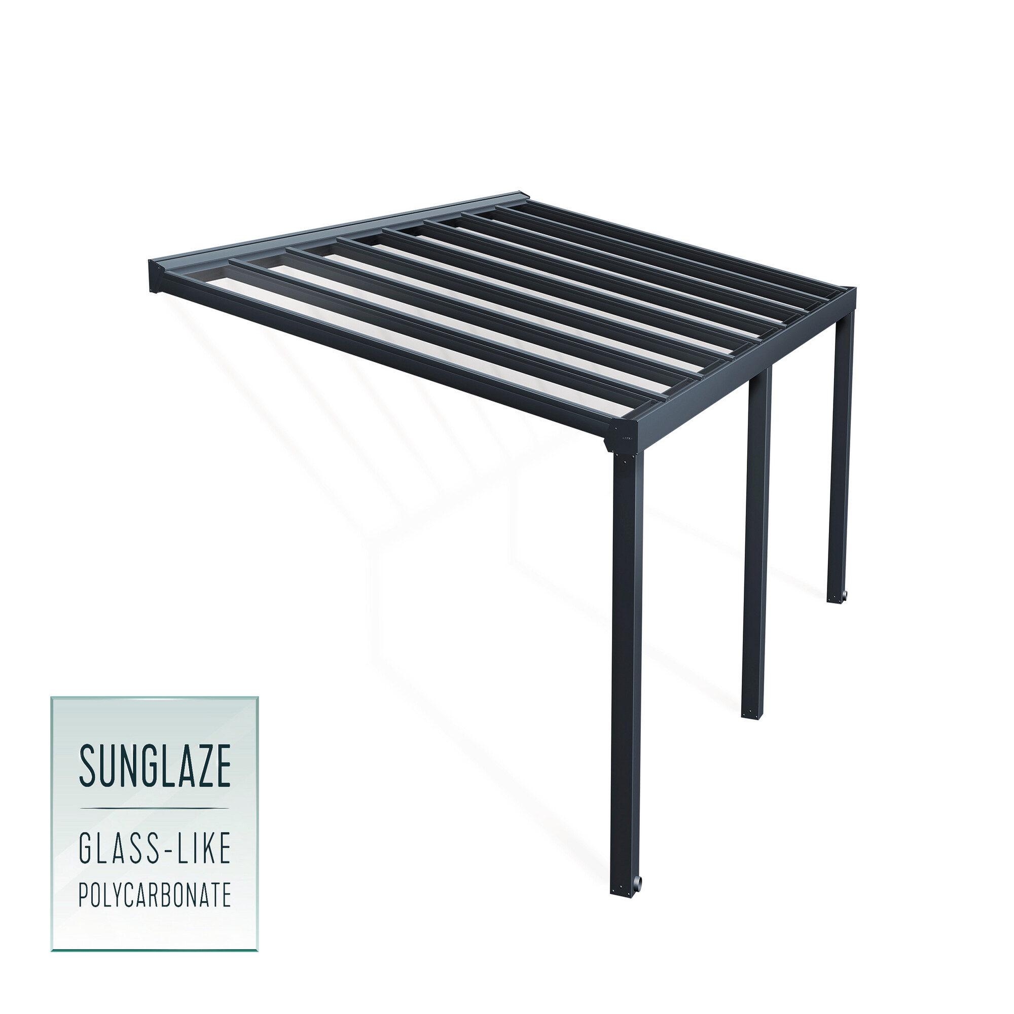 Patio cover Stockholm 3.4 x 5.9 m, anthracite incl. roof curtains Palram - Canopia