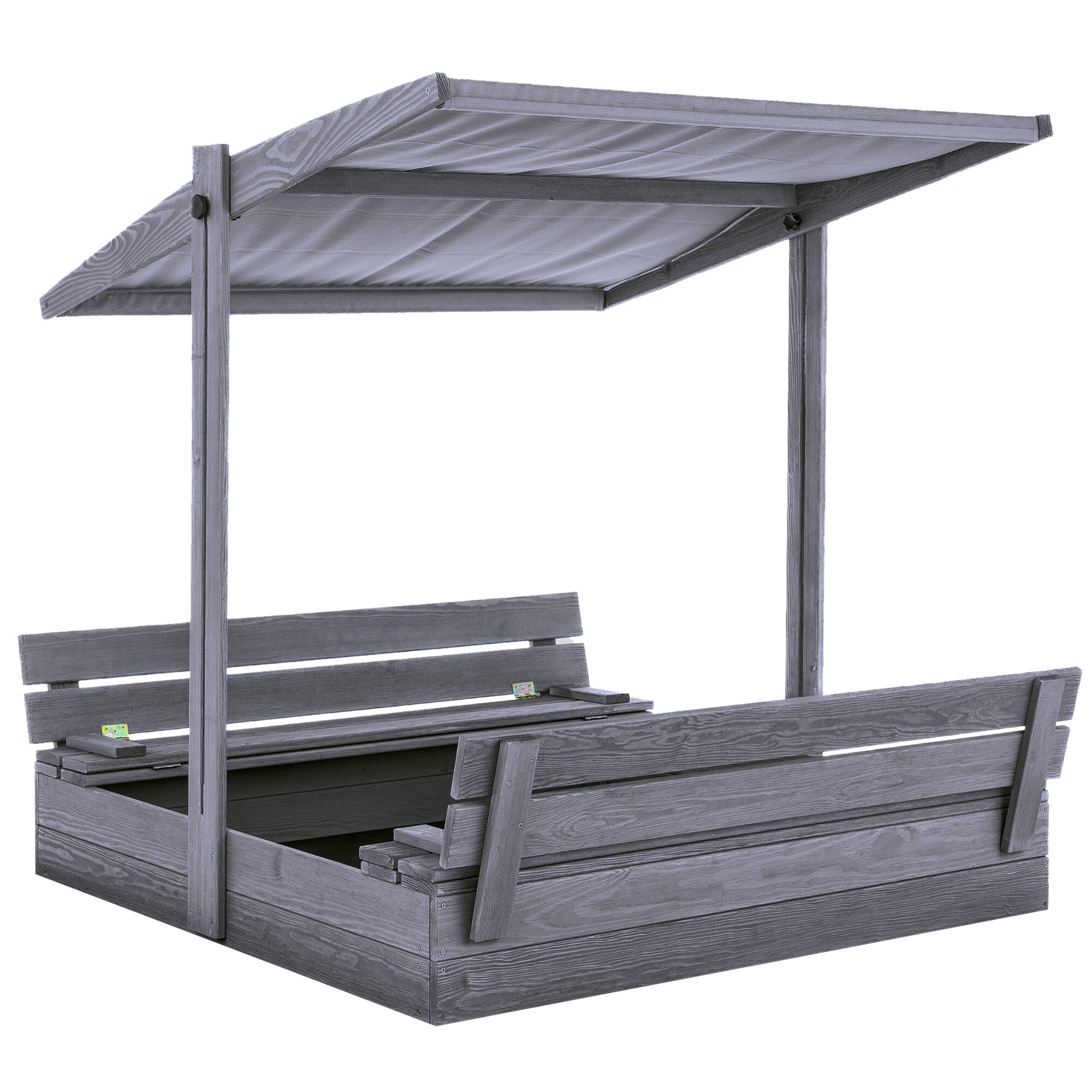 Sandkasse 120 x 120 cm med justerbar tag, grå, grundmalet NORDIC PLAY