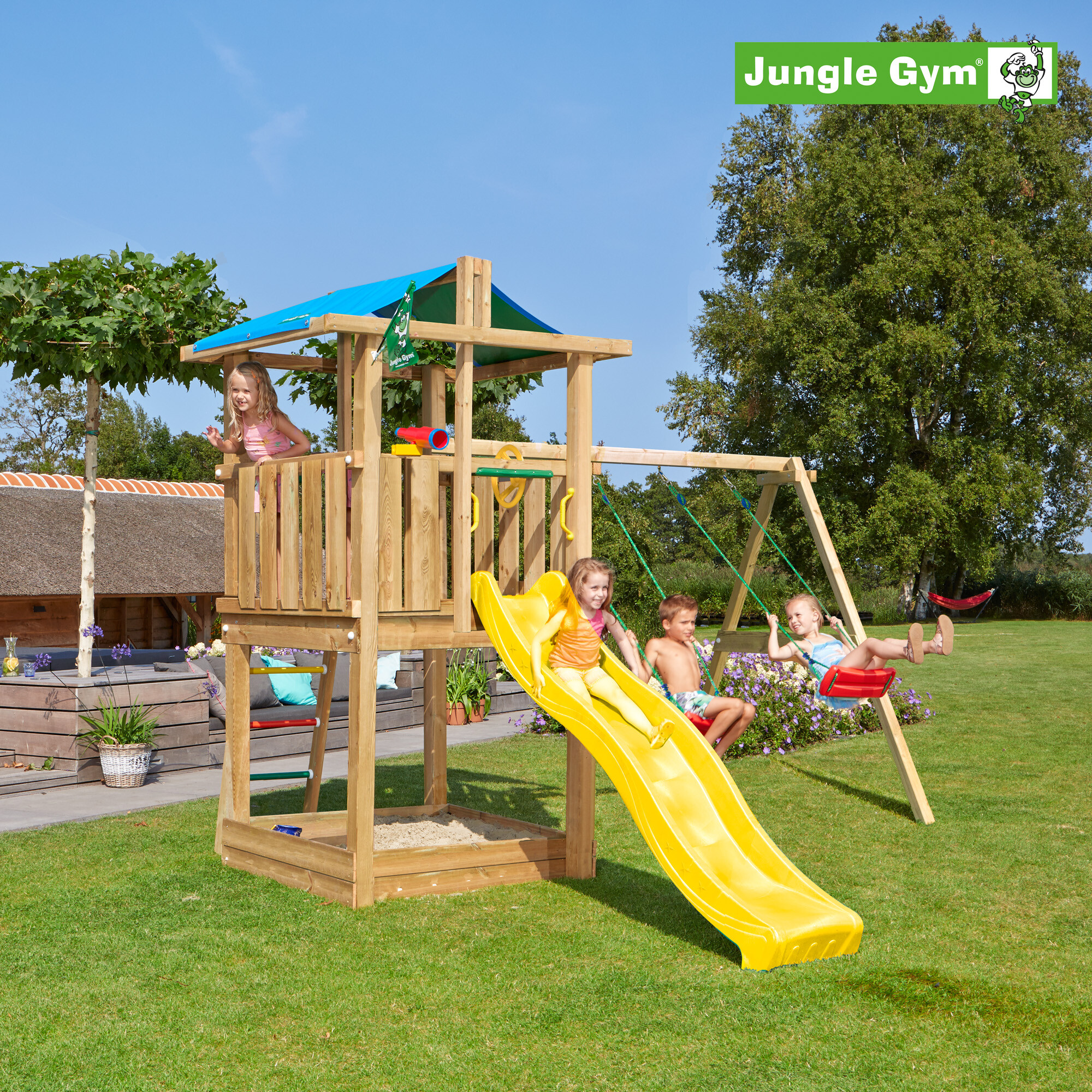 Legetårn Jungle Gym Hut 2.1, m/2-Swing Module 220 ekskl. rutschebane