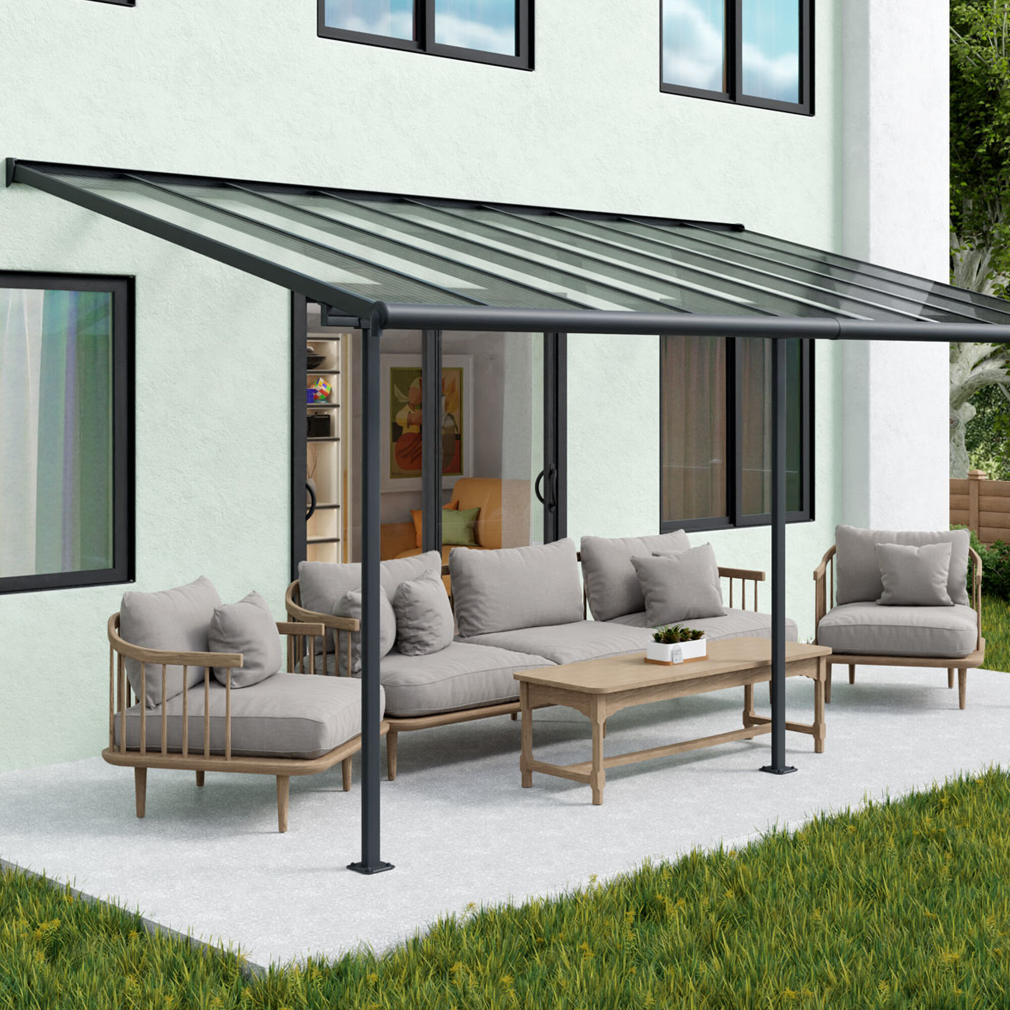 Terrasseoverdækning Sierra 3x6,19m (18,3 m2), antracitgrå Palram - Canopia