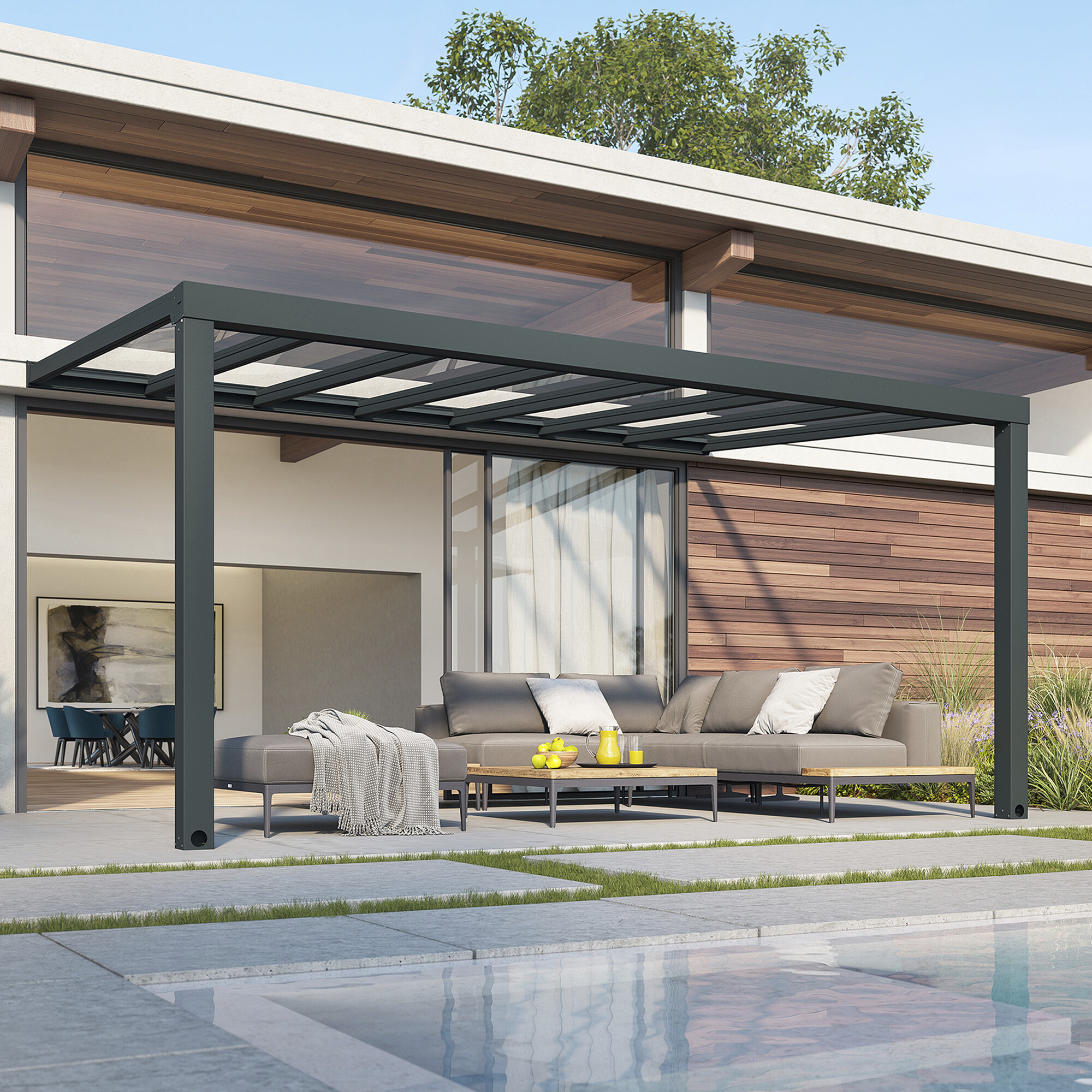Patio cover Stockholm 3.4 x 3.7 m, anthracite Palram - Canopia