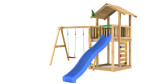 Legetårn Jungle Gym Chalet 2.1 m/2-Swing Module 220 og grøn rutschebane