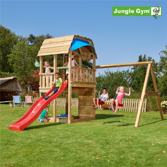 Legetårn komplet Jungle Gym Barn inkl. Swing module x'tra ekskl. rutschebane