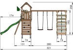 Legetårn Jungle Gym Safari m/2-Climb Module 200 og mørkegrøn rutsjebane