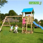 Legetårn Jungle Gym Castle 2.1, m/2-Swing Module 220 og blå rutschebane