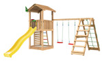Legetårn komplet Jungle Gym Cottage 2.1 inkl. Climb modul og gul rutschebane