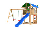 Legetårn Jungle Gym Fort 2.1 inkl. Swing Module og blå rutschebane