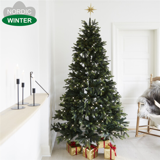 Kunstigt juletræ 210 x 142 cm mix med lys