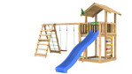 Legetårn Jungle Gym Chalet 2.1 m/2-Climb Module 220 og blå rutschebane