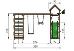 Legetårn Jungle Gym Patio m/2-Climb Module 200 og grøn rutsjebane