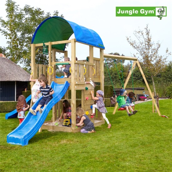 Legetårn komplet Jungle Gym Farm inkl. Swing module x'tra ekskl. rutschebane