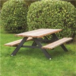 Picnic table model A larch and alu. frame w. wheels